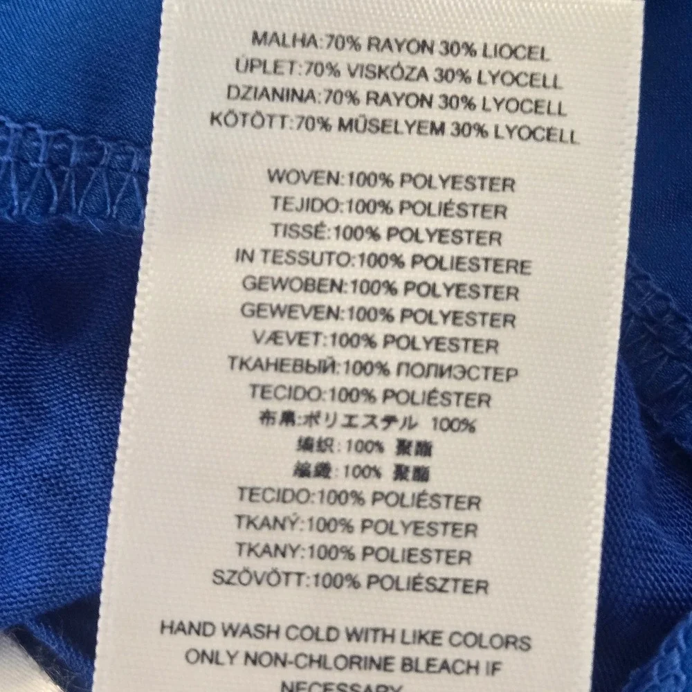 Michael Kors M Tunic Top Womens Blue Excellent‎ Sheer Trim High Low Hem
